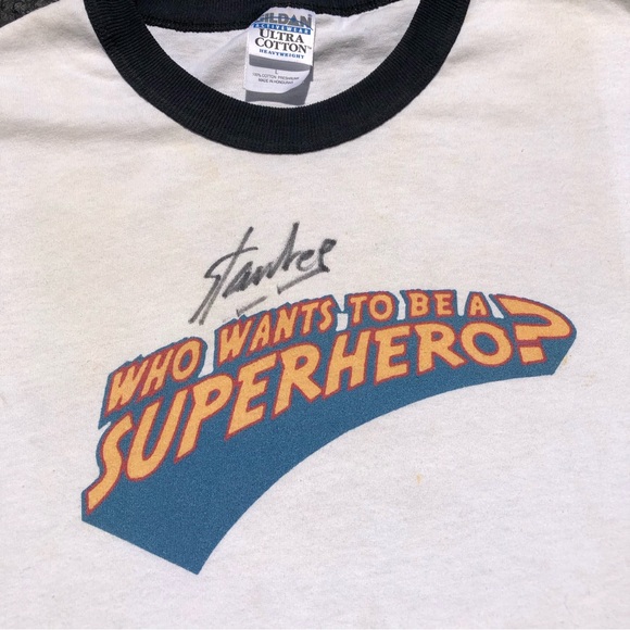 Vtg Stan Lee Autograph Who Wants To Be A Superhero? TV Show Promo Tee Size Large